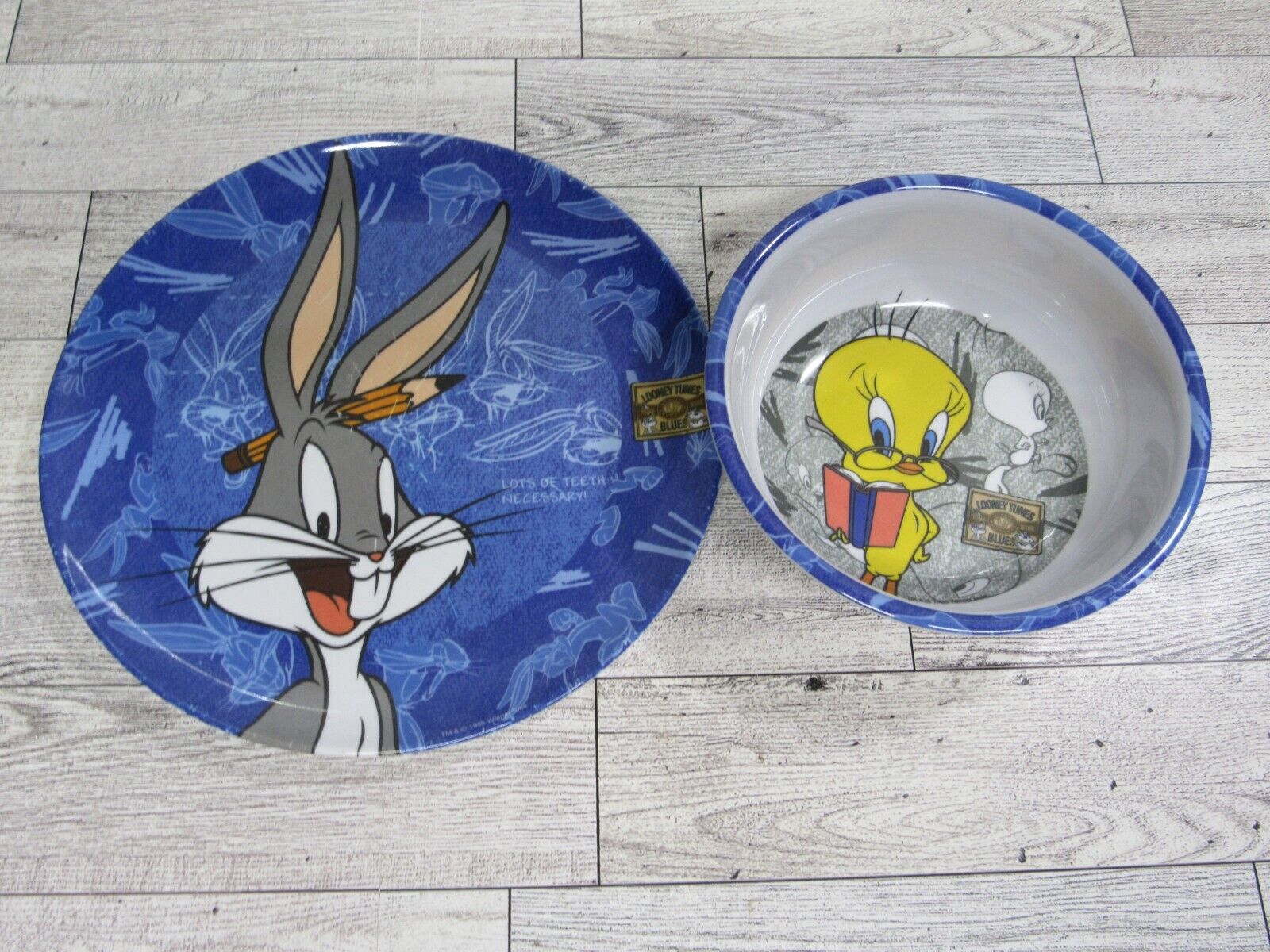 Vtg Zak Designs Melamine Bugs bunny plate & Tweety bird bowl