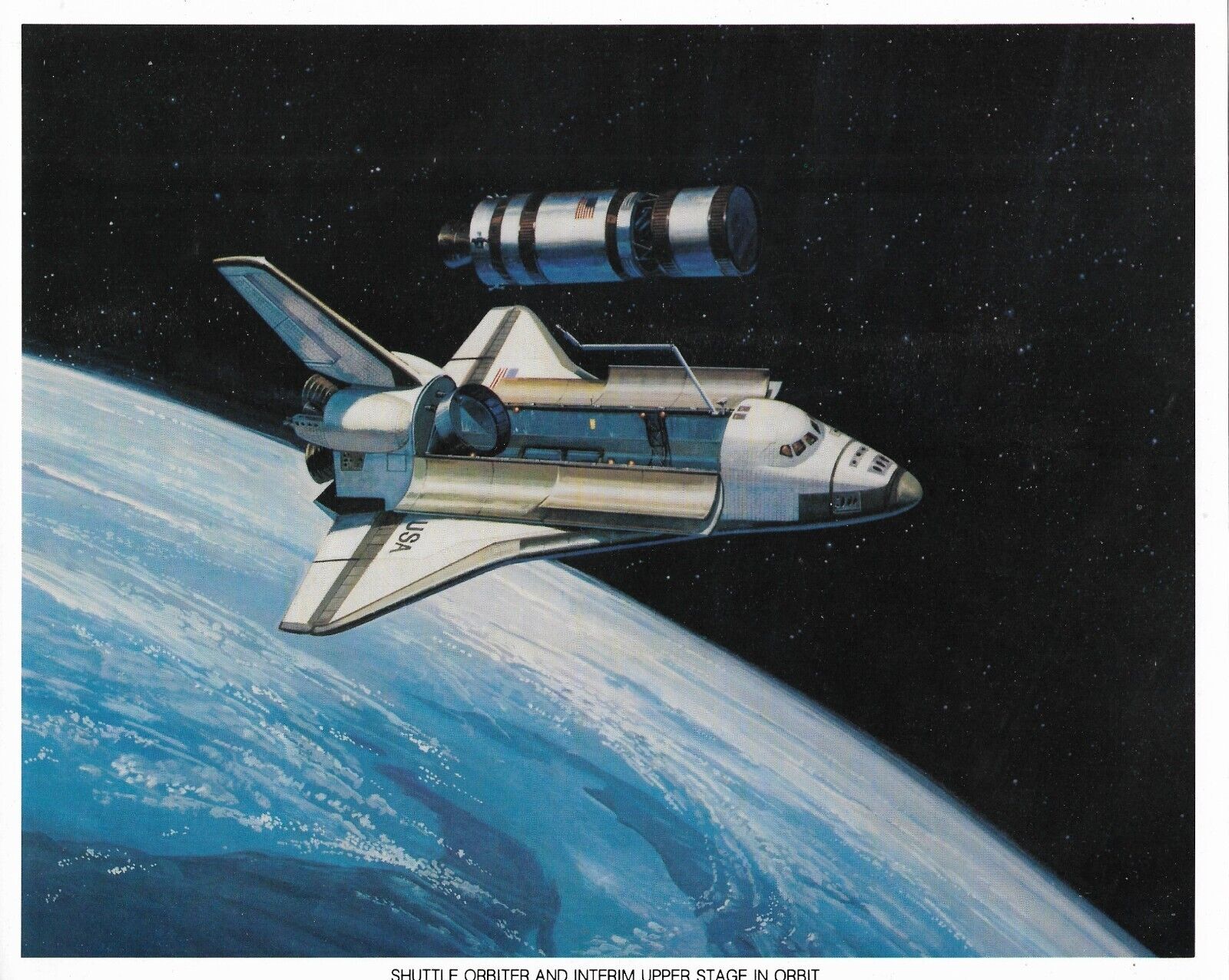 NASA Photo Space Shuttle Deploying Cargo Concept Art 8x10 Information 1977