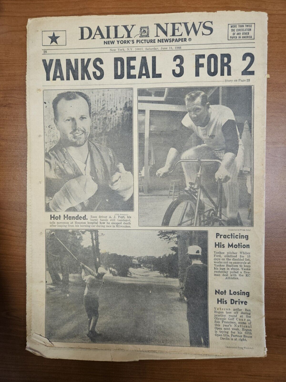 1966 DAILY NEWS : NEW YORK\'S PICTURE NEWSPAPER, JUNE 11  SINATRA  YANKEES 
