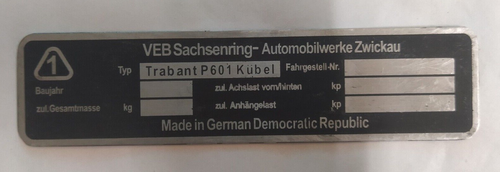 Data plate nameplate Ifa VEB Sachsenring Trabant P601 Bucket Yr