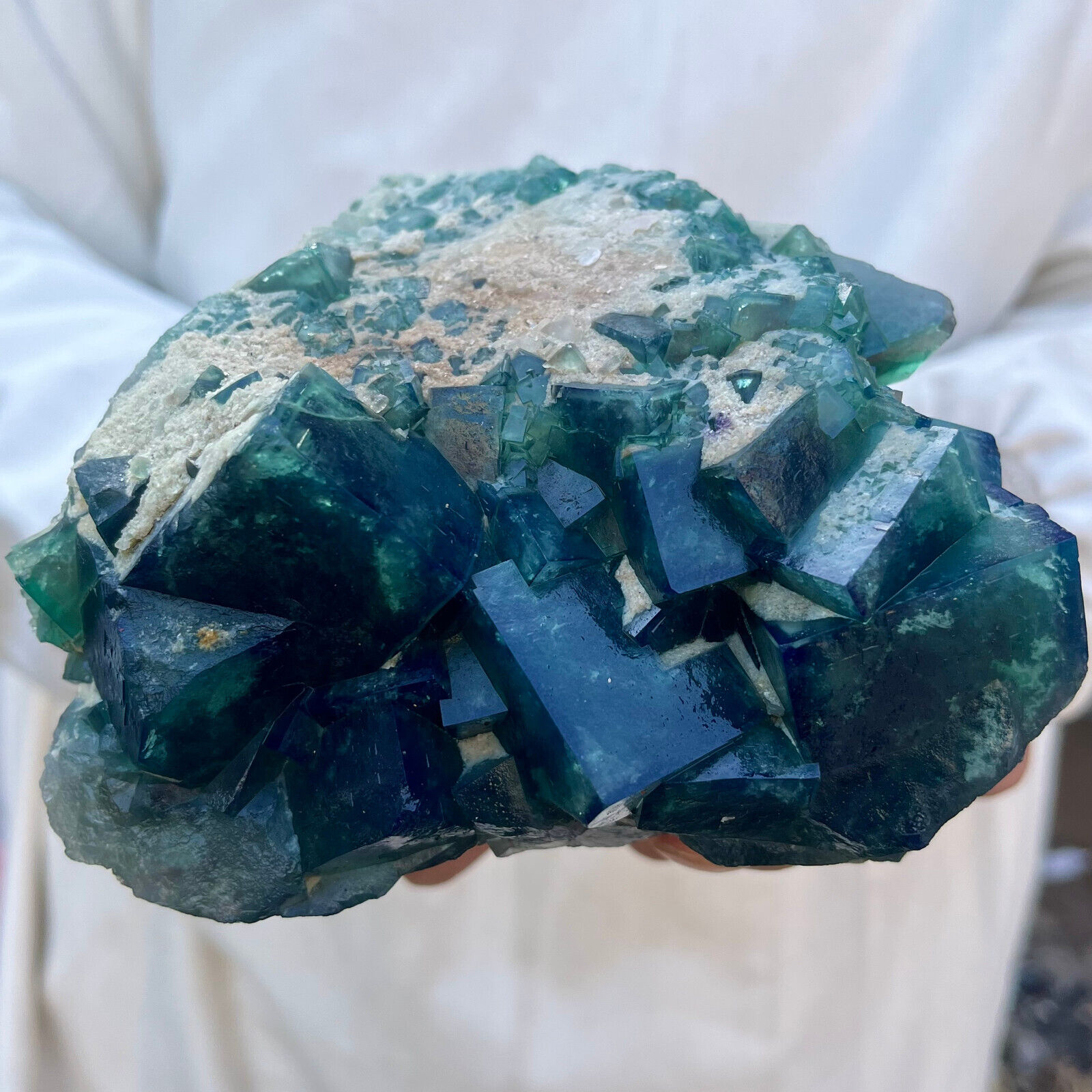 2.7lb NATURAL Green Cube FLUORITE Quartz Crystal Cluster Mineral Specimen