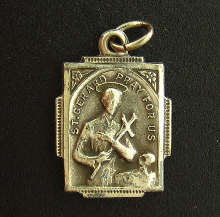 Vintage Silver Saint Gerard Medal Catholic STERLING HMH Petite Medal Small Size