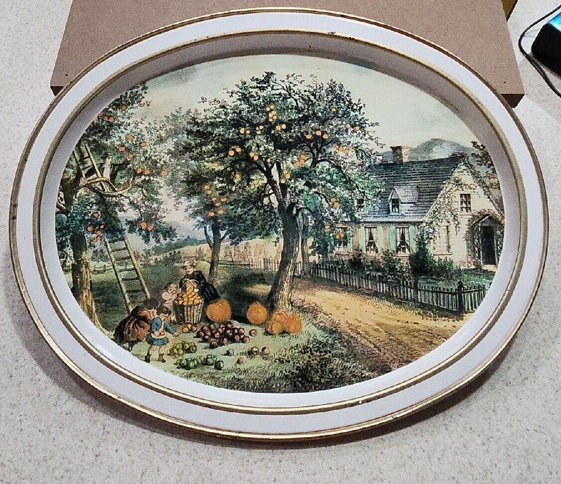 Vtg Sunshine Biscuits Cookie Tin The American Homestead Currier & Ives-Pristine