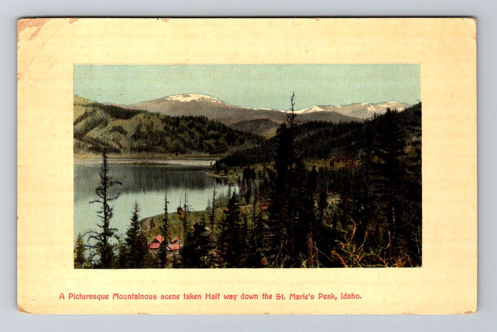 St Marie's Peak ID-Idaho, Picturesque Mountainous Scene, Vintage Postcard