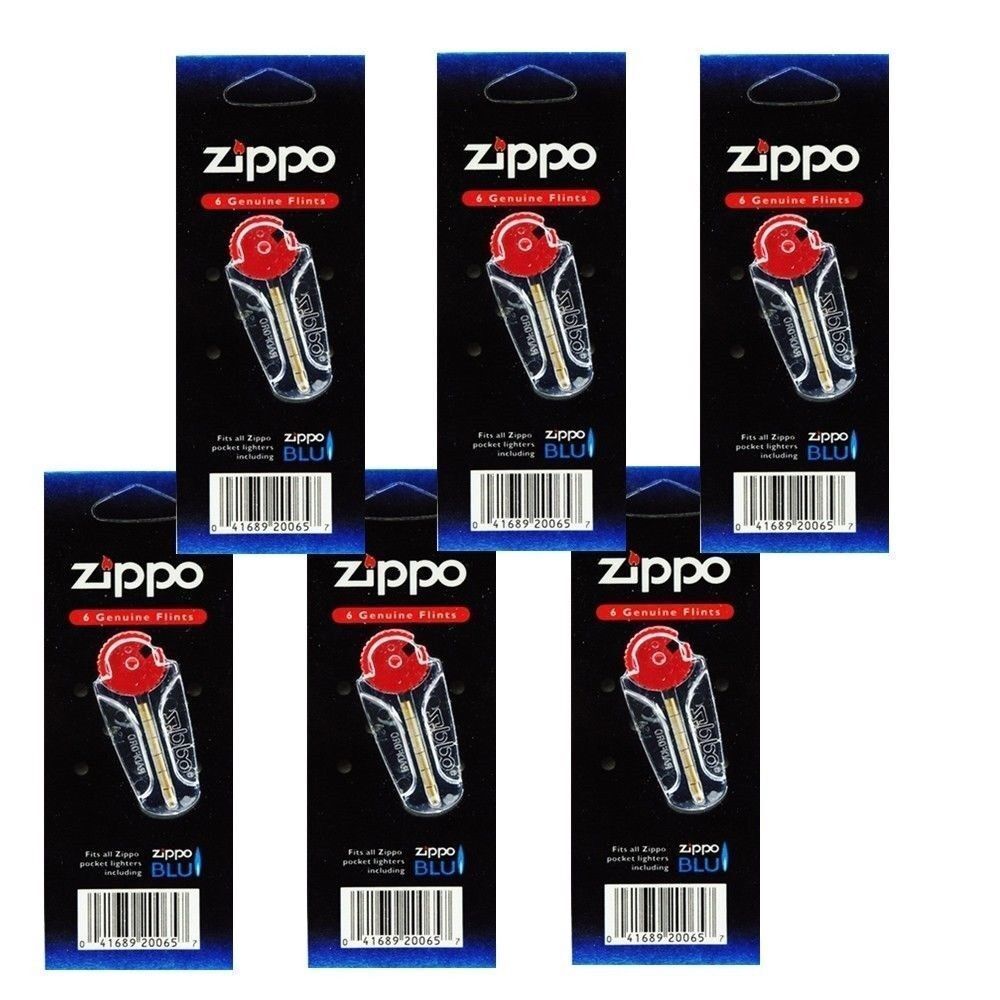 36 Genuine Zippo Flints Windproof Blu Lighter 6 Flint Value Pack Dispenser 1208K