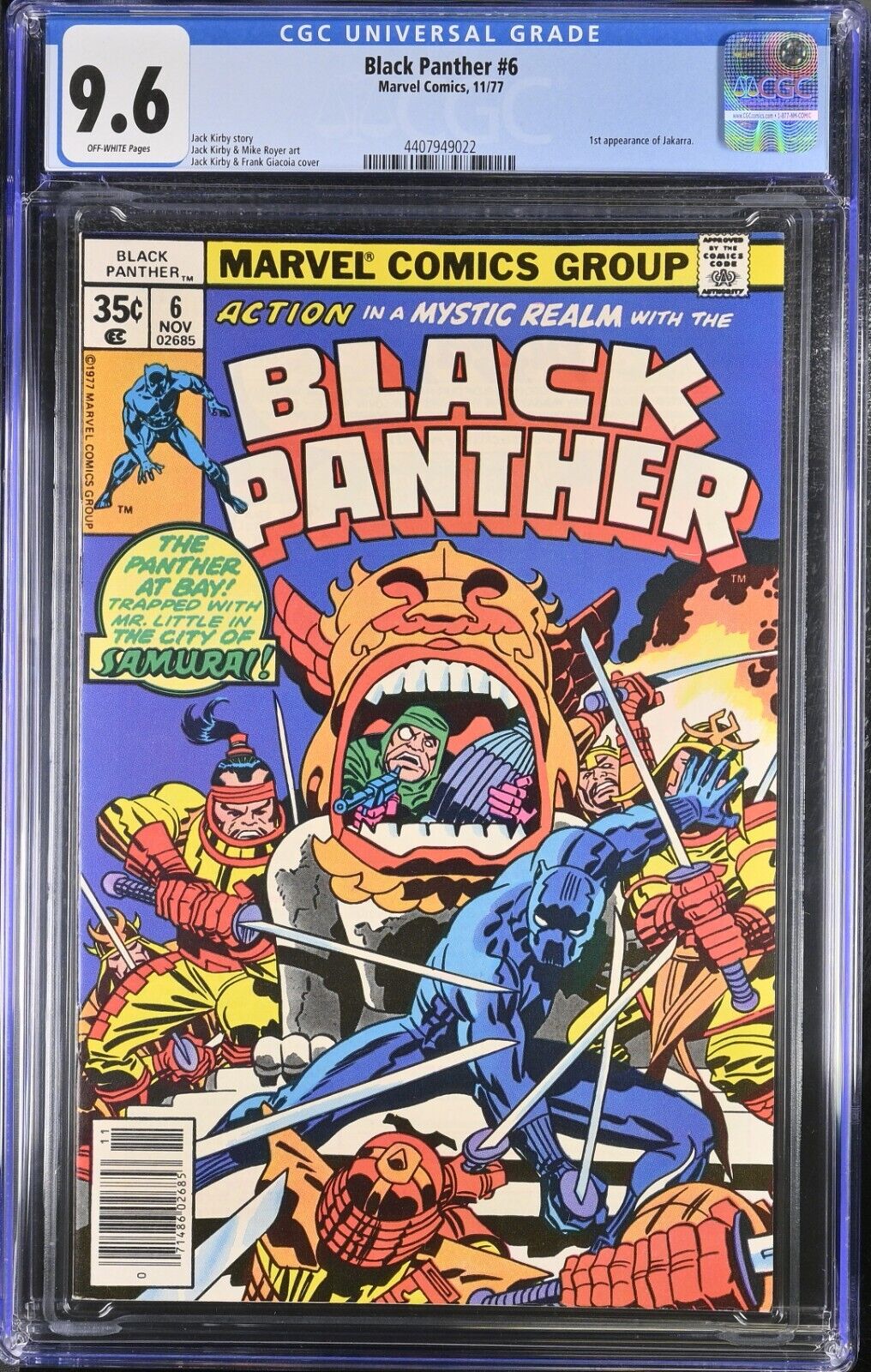 BLACK PANTHER #6 CGC 9.6 1ST APP OF JAKARRA MARVEL COMICS 1977 OW WHITE PAGES🔥