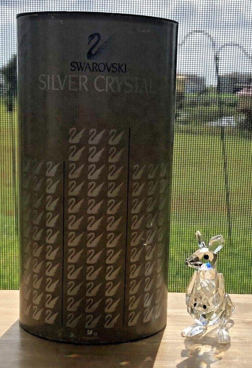 VINTAGE SWAROVSKI SILVER CRYSTAL KANGAROO WITH JOEY 7609 000 001 FIGURINE BOX