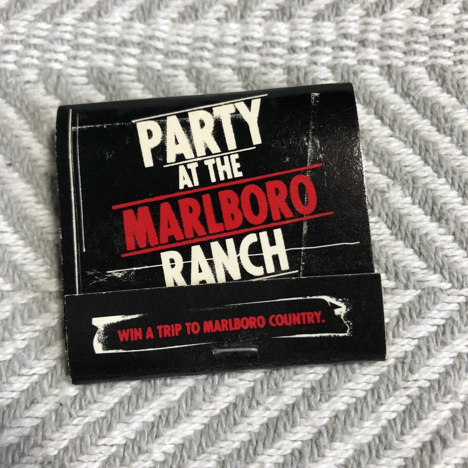 Party At The Marlboro Ranch Vintage Matchbook Black & Red Matches 