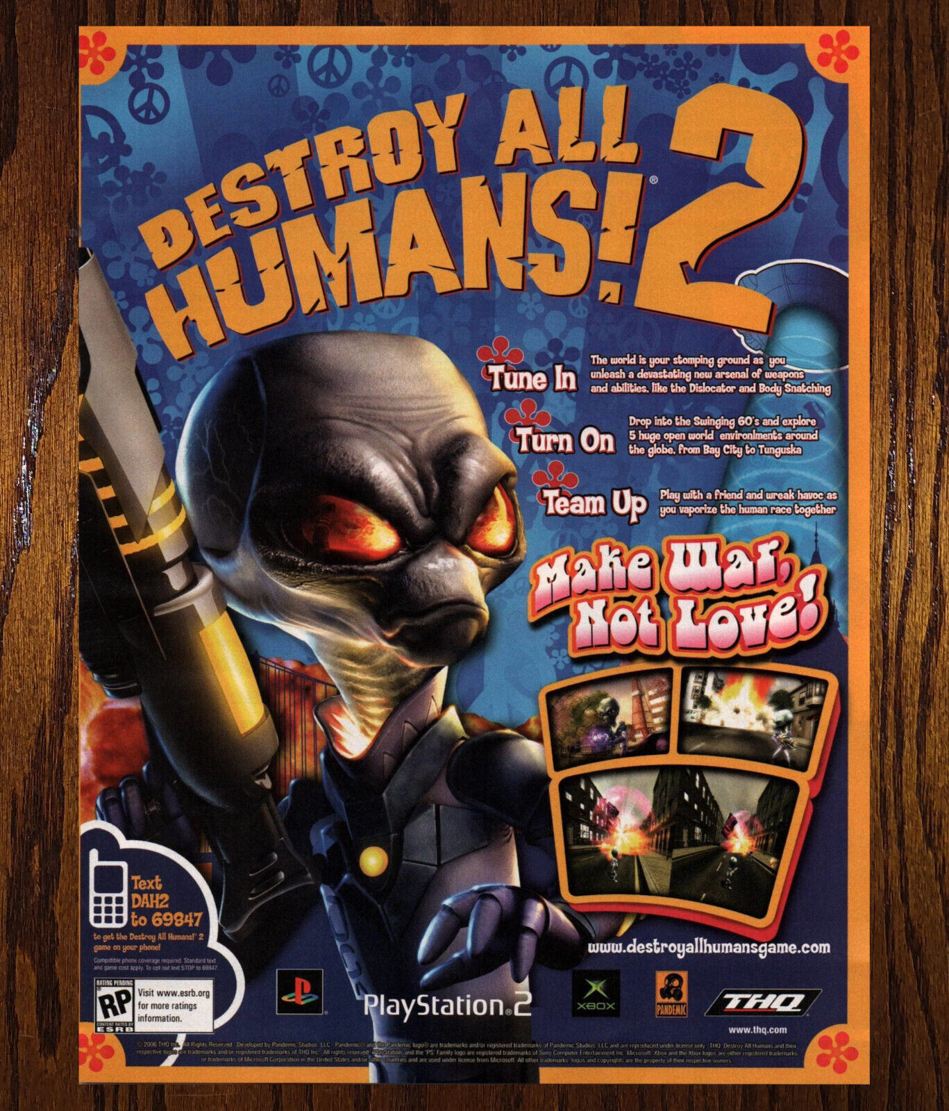 Destroy All Humans 2 THQ - Video Game Print Ad / Poster Promo Art 2006
