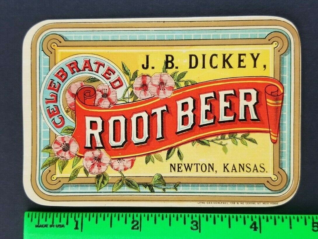 Vintage 1890\'s JB Dickey Root Beer Label Newton Kansas
