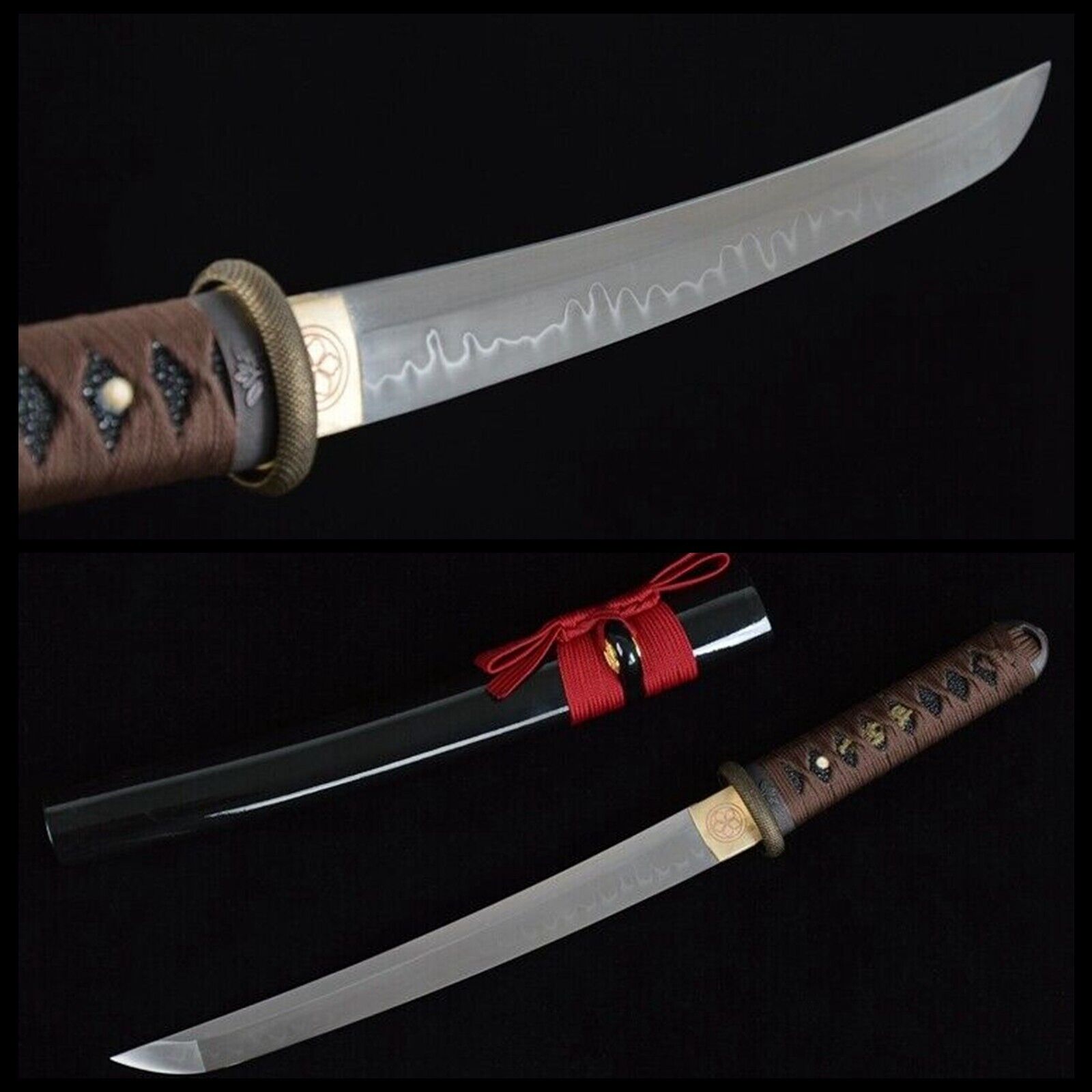 Japanese Short Sword Wakizashi Katana T10 Steel Blade Clay Tempered Sharp Tanto