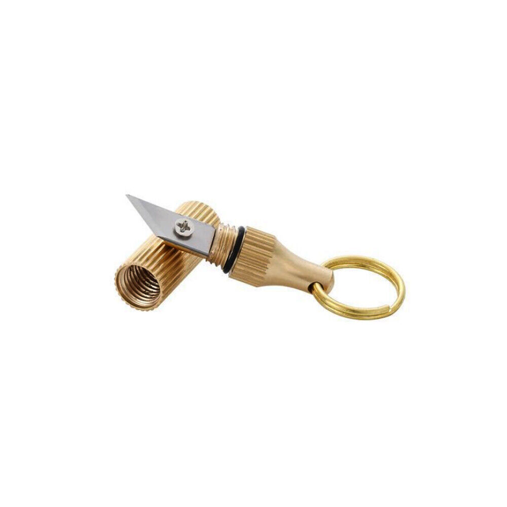 1Pc Mini Knife Keychain Brass Key Ring Pendant Outdoor Portable Cleaver Blade