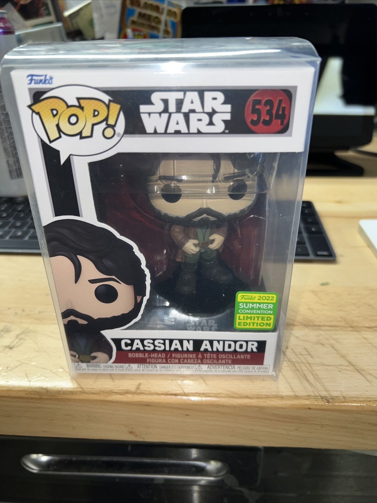 Funko Pop Star Wars CASSIAN ANDOR Summer Con 2022 Excl #534 MINT In PROTECTOR