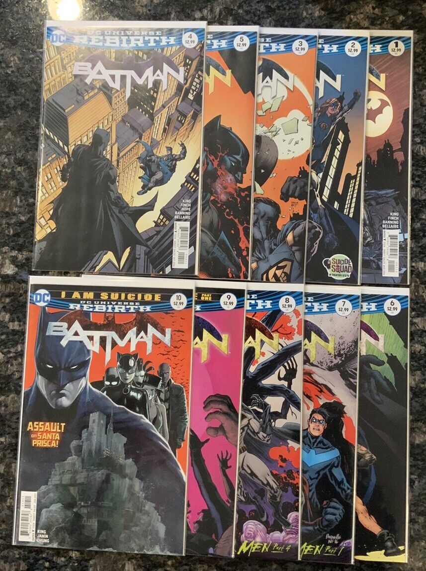 BATMAN #1 -#10 DC Universe Rebirth Lot Of 10 NM Unread