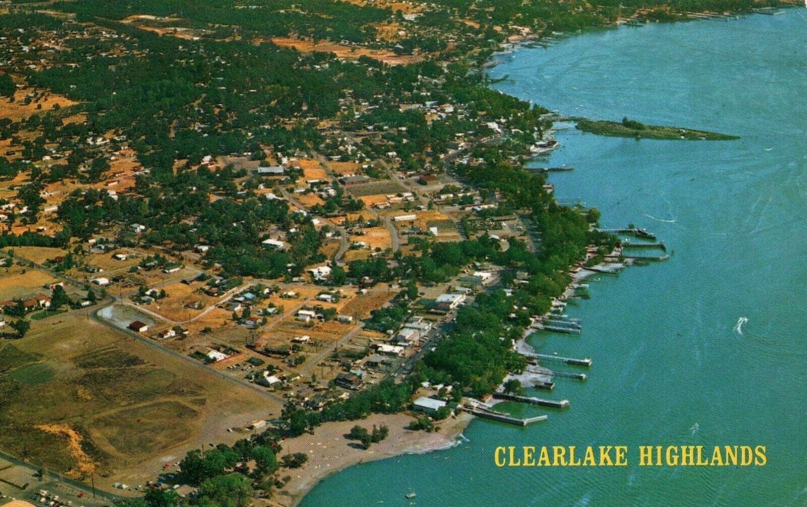 Clear Lake California CA Aerial View Clearlake Highlands Postcard