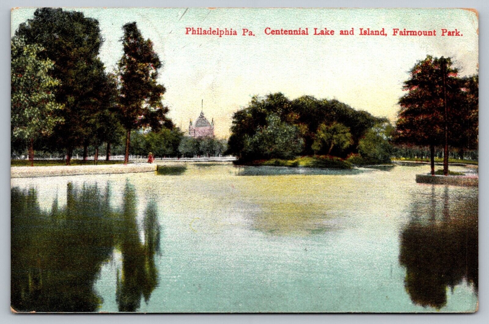 PPC Postcard PA Pennsylvania Philadelphia Centennial Lake And Island Fairmount P