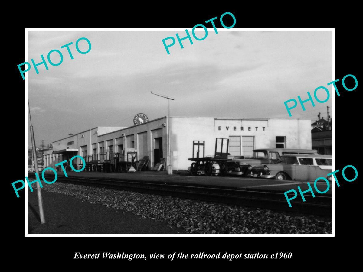 OLD 8x6 HISTORIC PHOTO OF EVERETT WASHINGTON THE RAILROAD STATION c1960