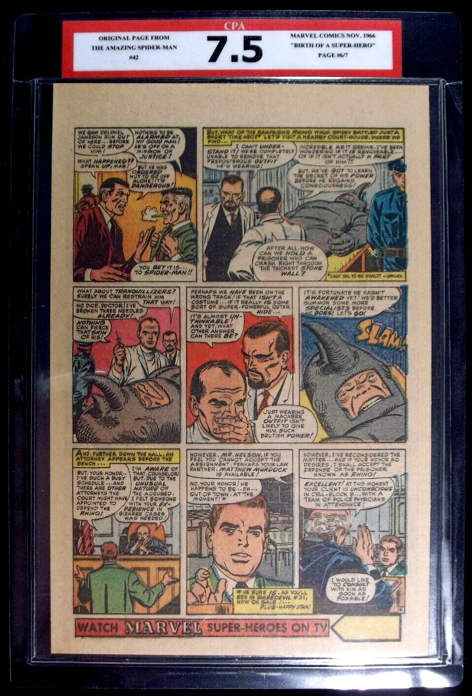 Amazing Spider-man #42 CPA 7.5 SINGLE PAGE #6/7 2nd app. The Rhino