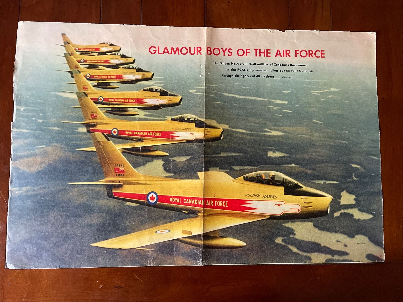 The Golden Hawks RCAF. Toronto Star Weekly 1959. Features Fern Villeneuve