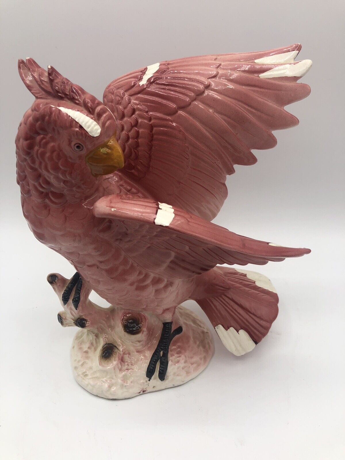 Vintage Cockatoo Pink White Figurine Porcelain Bird