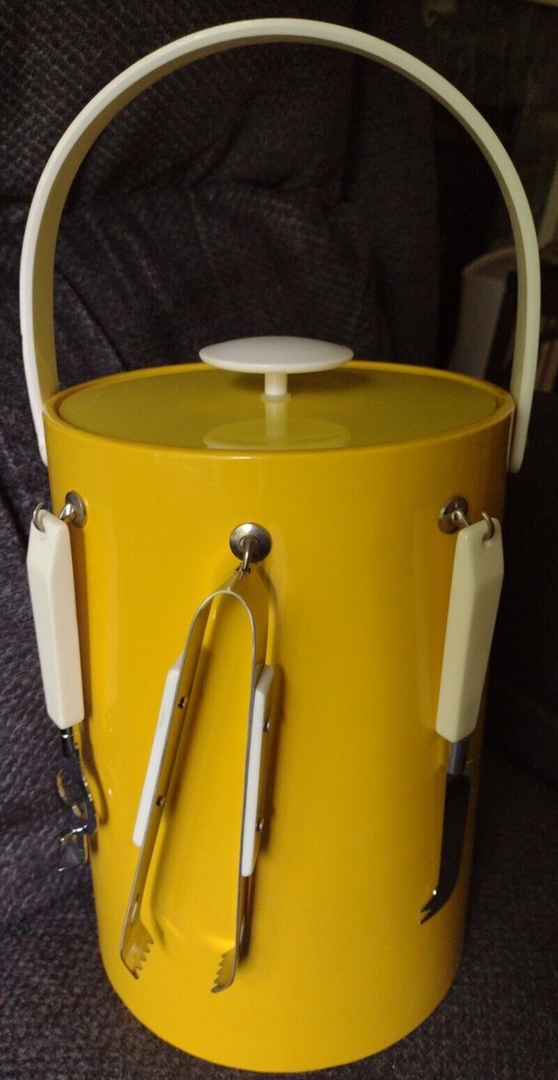 Very MCM Canary Yellow George  Briard Ice Bucket w/Tools.  EUC