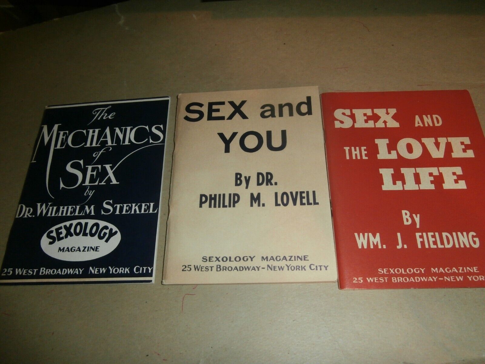 3 Vintage Sexology Magazine Books Mechanics Sex Love Life Stekel Fielding Lovell
