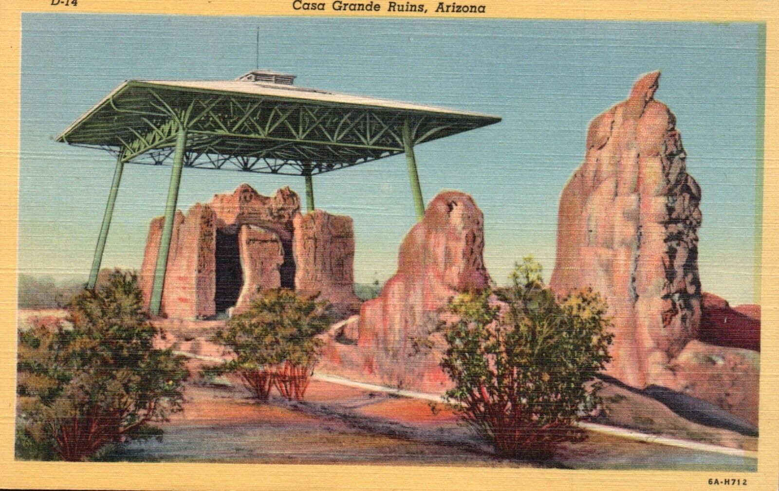 Postcard AZ Casa Grande Ruins Arizona 1936 Linen Unposted Vintage PC J1499