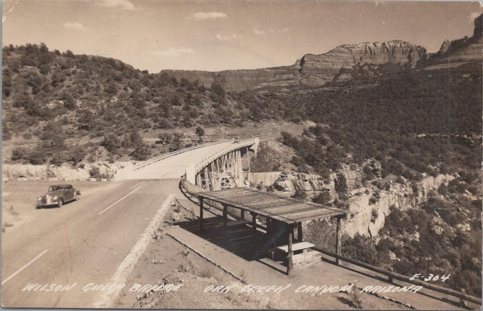 RPPC Postcard Wilson Gulch Bridge Oak Creek Canyon Arizona AZ
