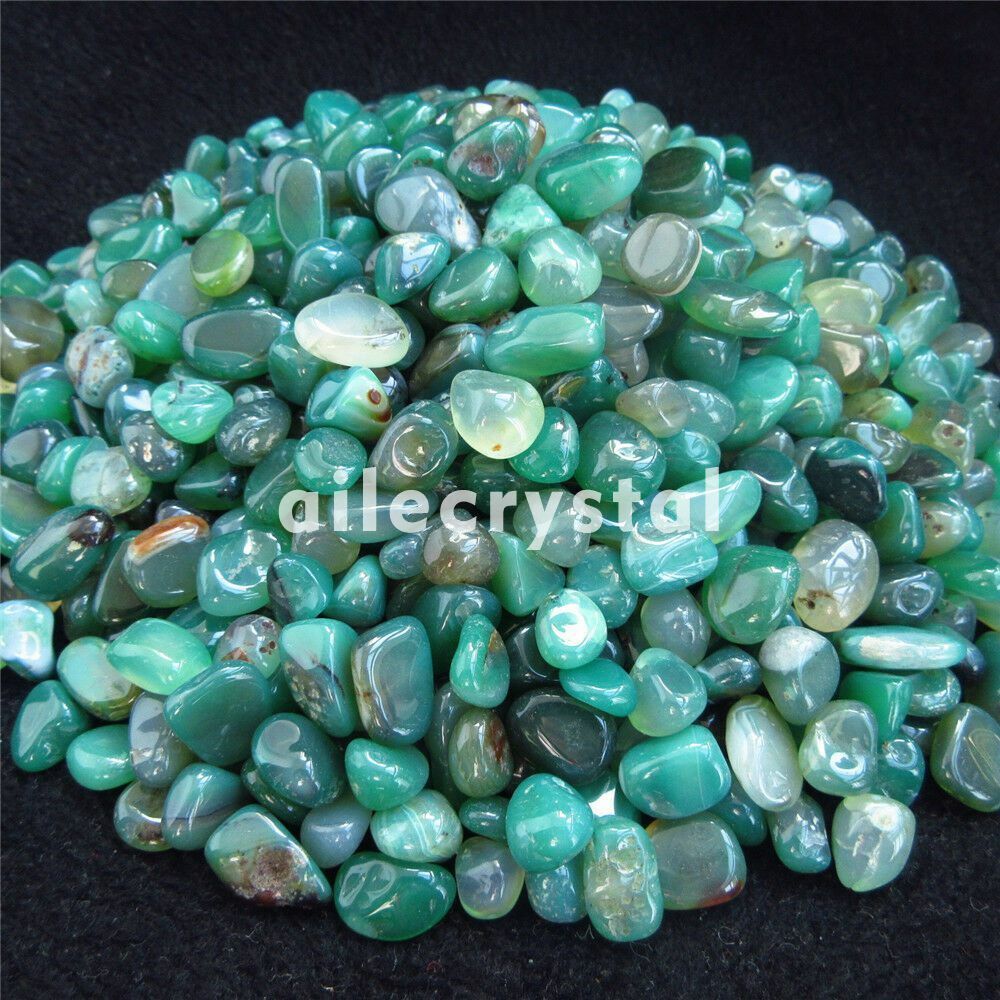100g Tumbled Natural Green agate bulk crystal Small Stones healing Rock Specimen