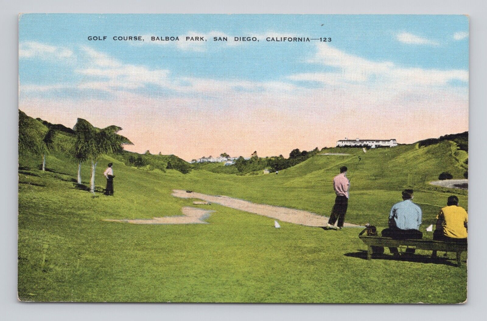 Postcard Golf Course Balboa Park San Diego California 123 posted 1952