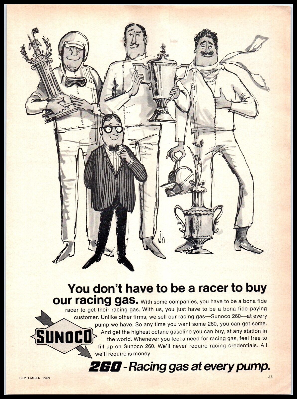 1969 Magazine Print Ad - SUNOCO, Sunoco 260 Racing Gas At Every Pump A7
