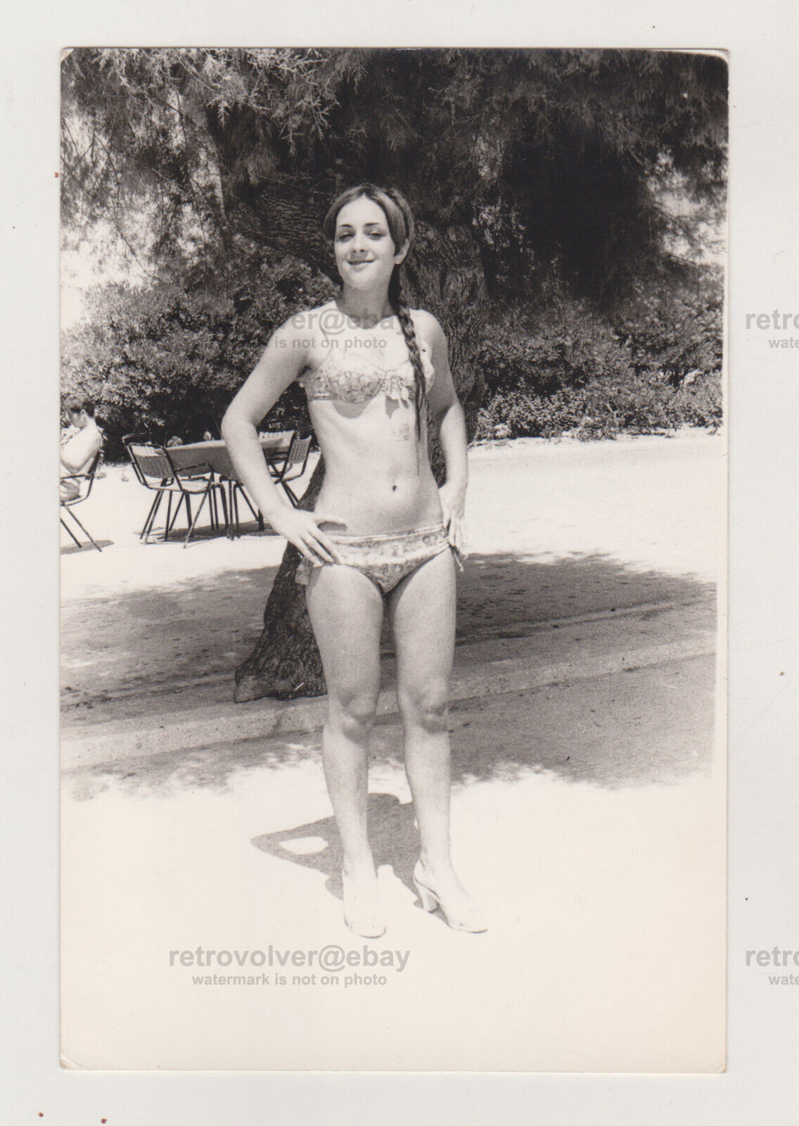 Pretty Attractive Young Woman Beach Bikini Swimsuit Female Snapshot Old Photo