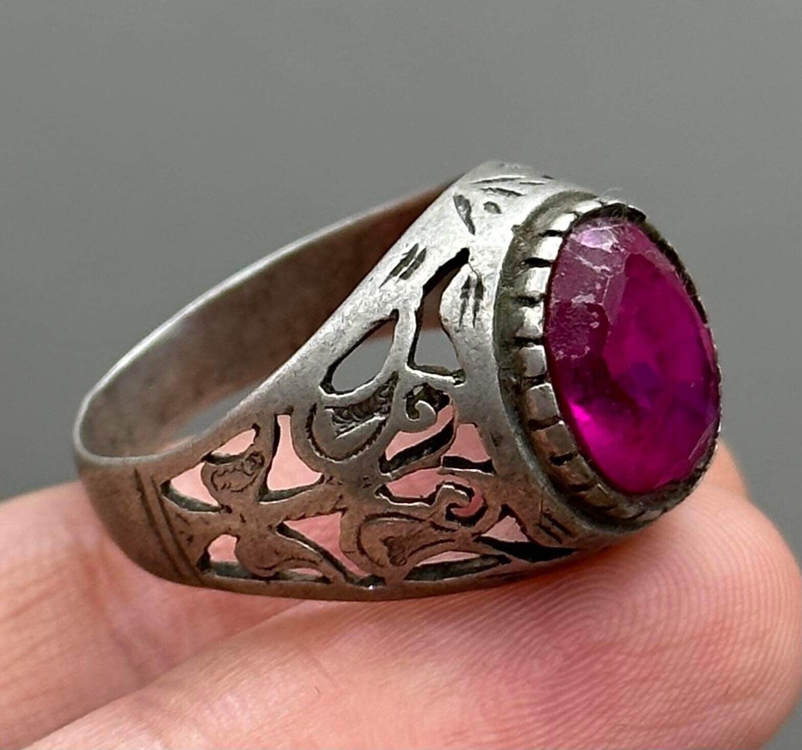 Vintage Original ruby stone old solid silver Stunning Wonderful Ring