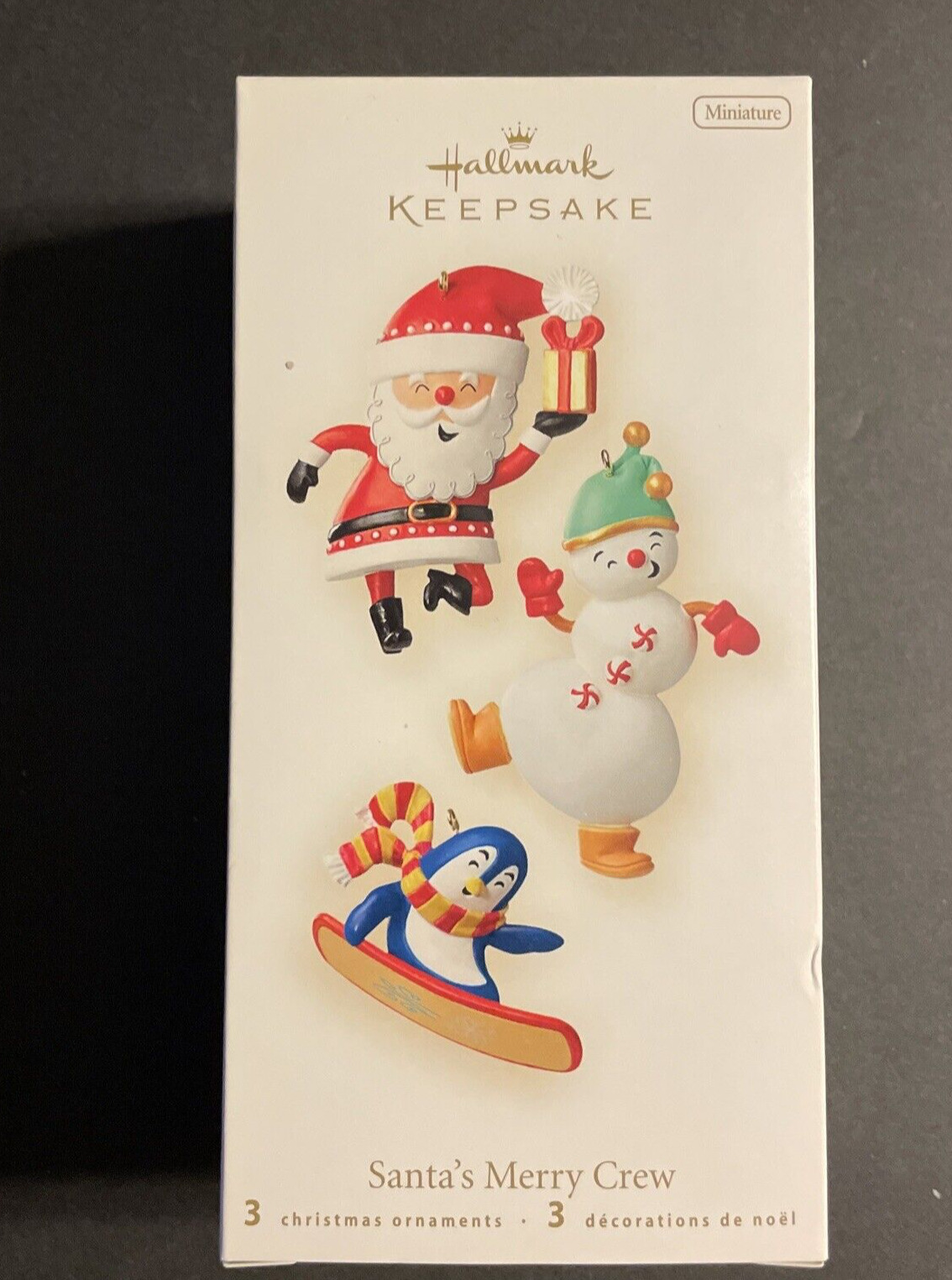Hallmark Ornament Miniature Santa\'s Merry Crew SANTA CLAUS, SNOWMAN,  PENGUIN