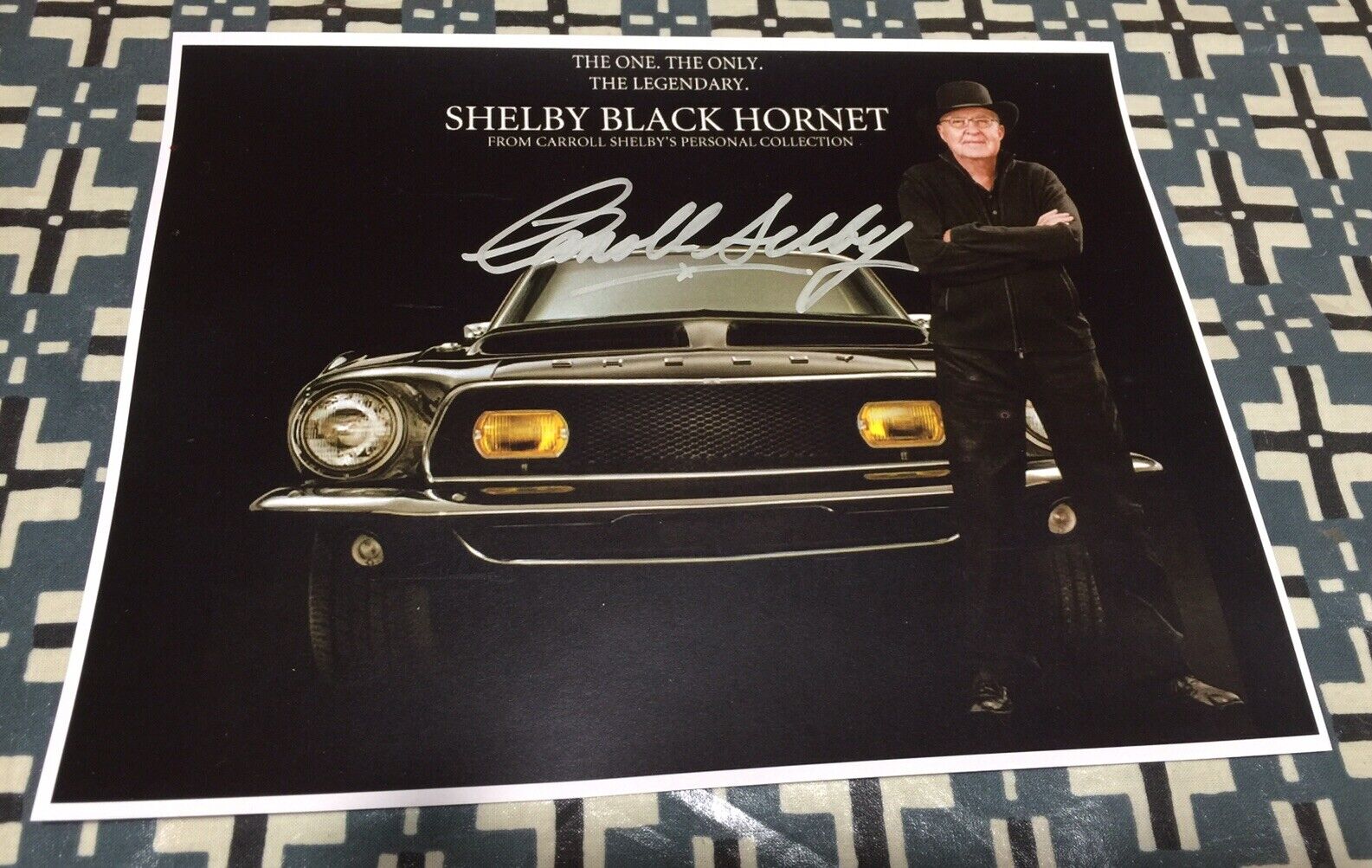 CARROLL SHELBY SIGNED PHOTOGRAPH SHELBY BLACK HORNET THE ONE. THE ONLY. LEGEND