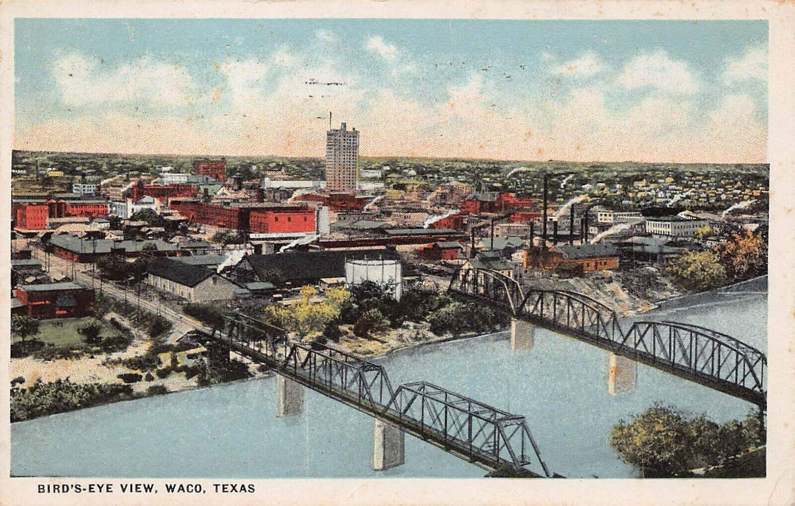 Behrens Drug Company Waco TX Texas Advertising Railroad Bridge Vtg Postcard Z6