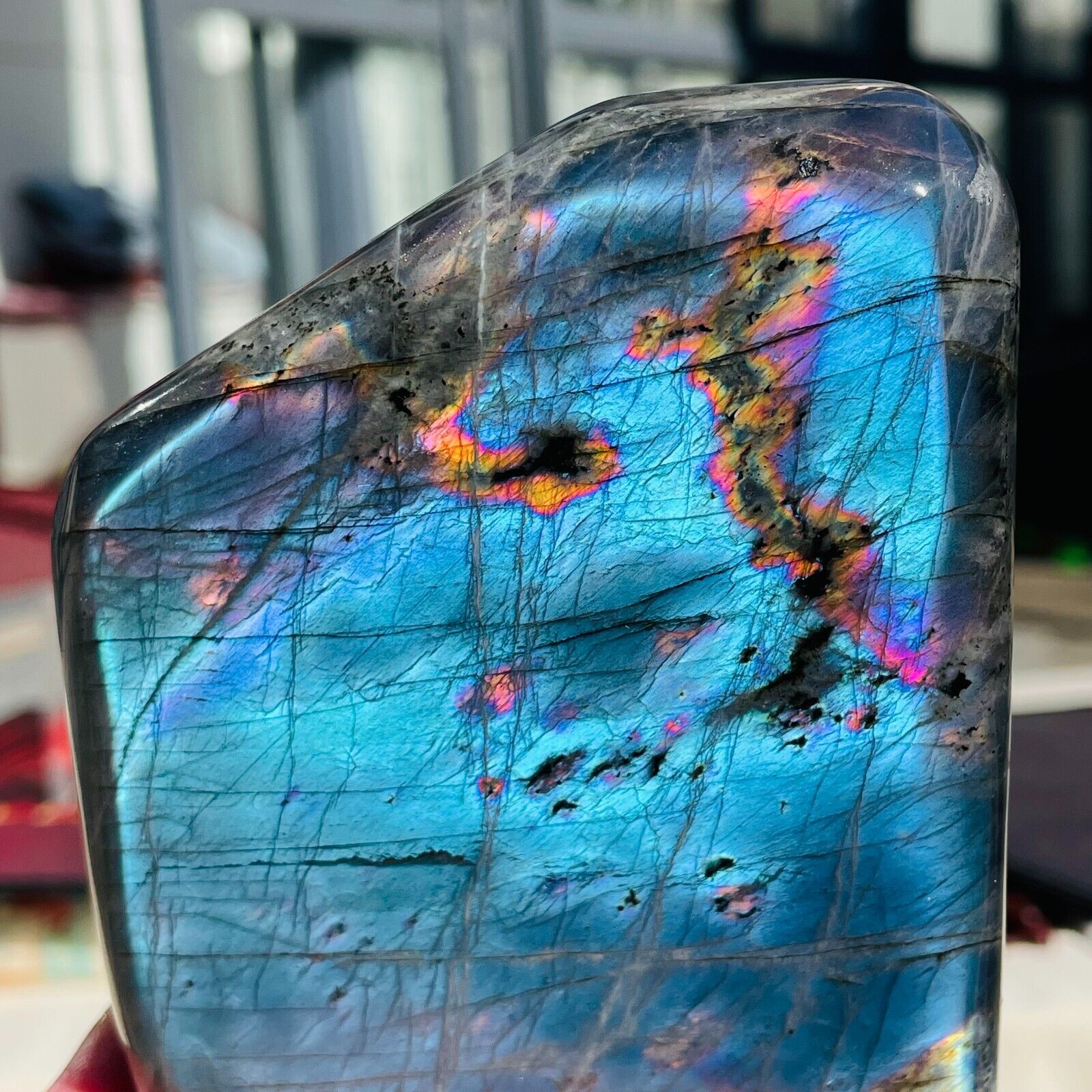 860g Amazing Natural Blue Purple Labradorite Quartz Crystal Specimen Healing