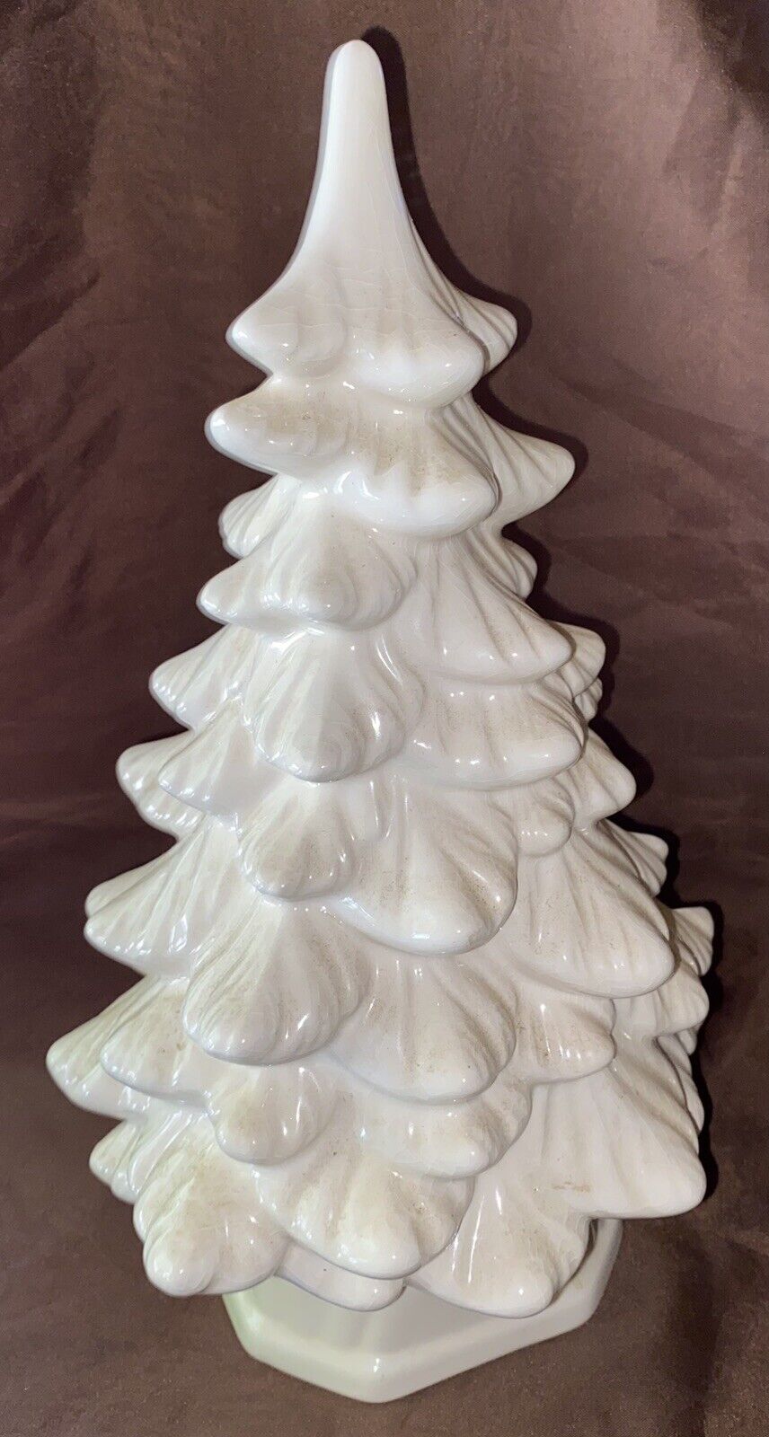 Vintage Ceramic Light Up Iridescent White  Christmas Tree