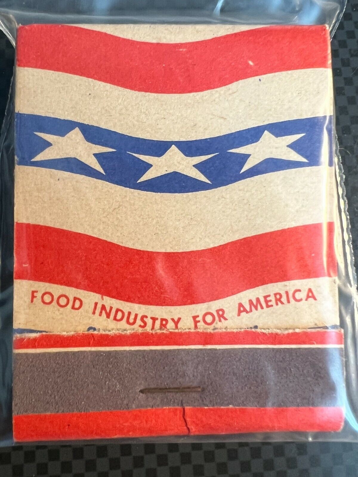 VINTAGE MATCHBOOK - FOOD INDUSTRY OF AMERICA - RED WHITE & BLUE - UNSTRUCK