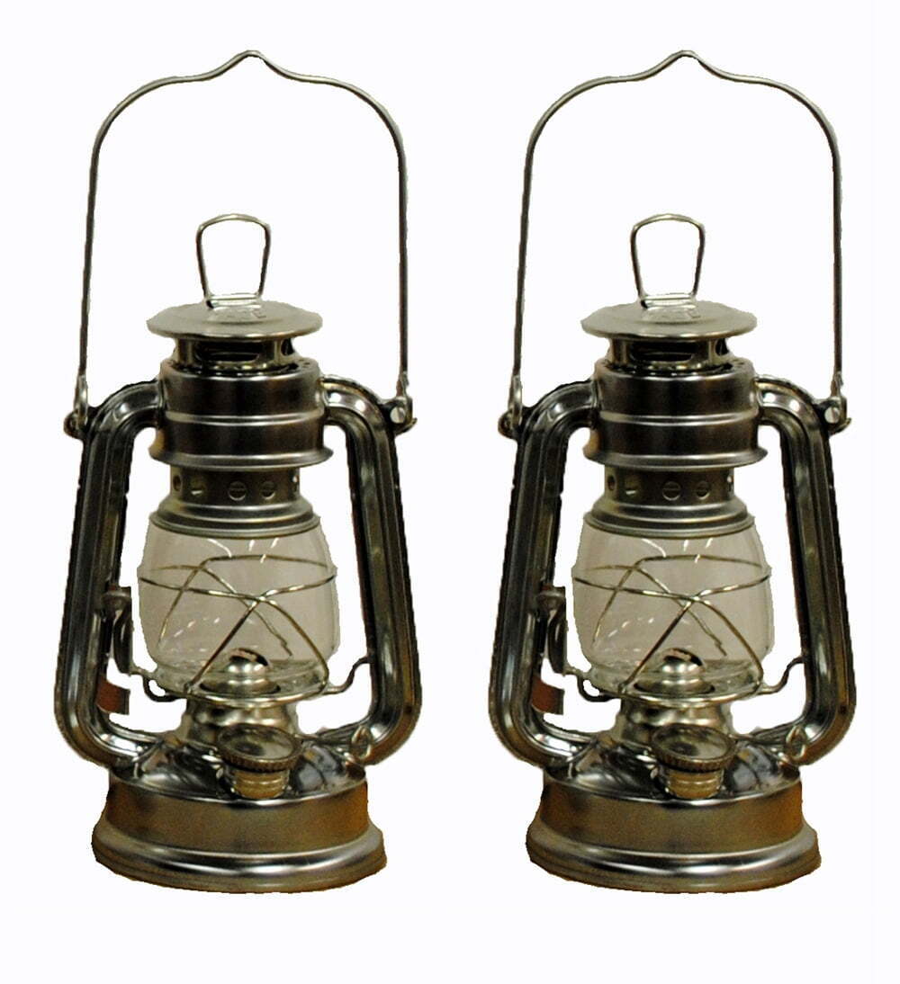 Lot of 2 Inch Silver Hurricane Kerosene Oil Lantern Hanging Light / Lamp
