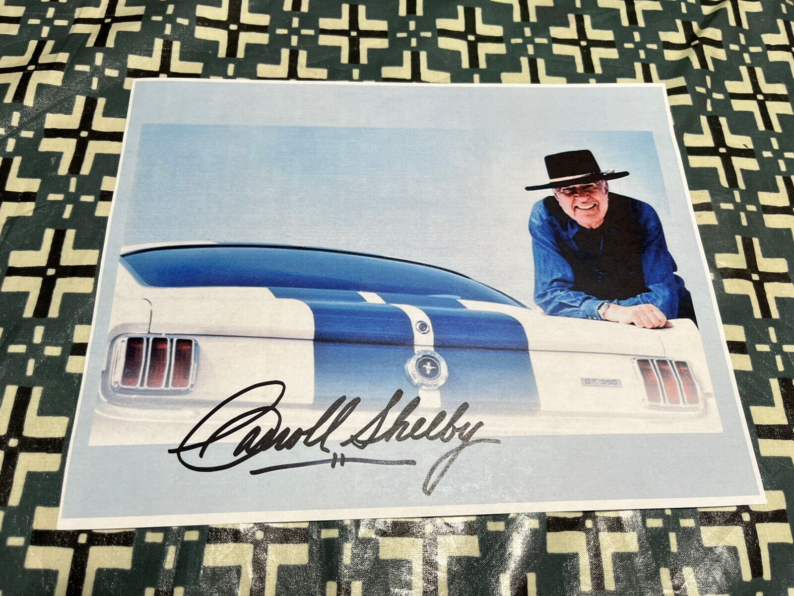 Carroll Shelby SIGNED PHOTOGRAPH WITH ORIGINAL GT350 FORD MUSTANG VERY COOL NOW
