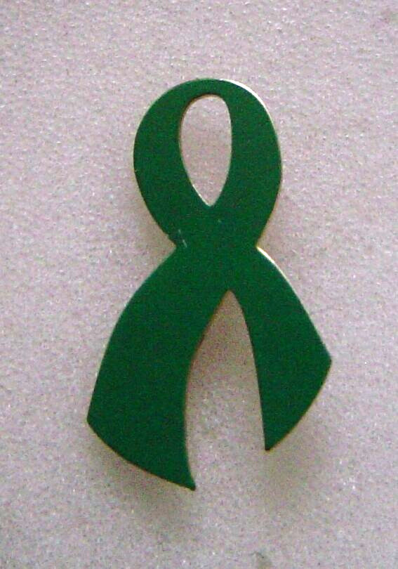 Mental Health Awareness green ribbon pin, made in USA