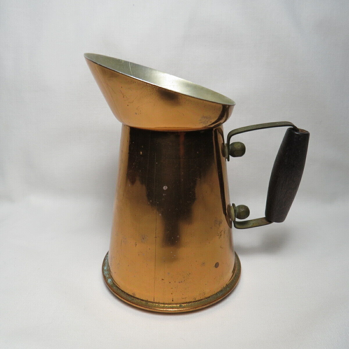 Vintage Small Copper Pitcher Tin Lined With Handle 4 3/4\