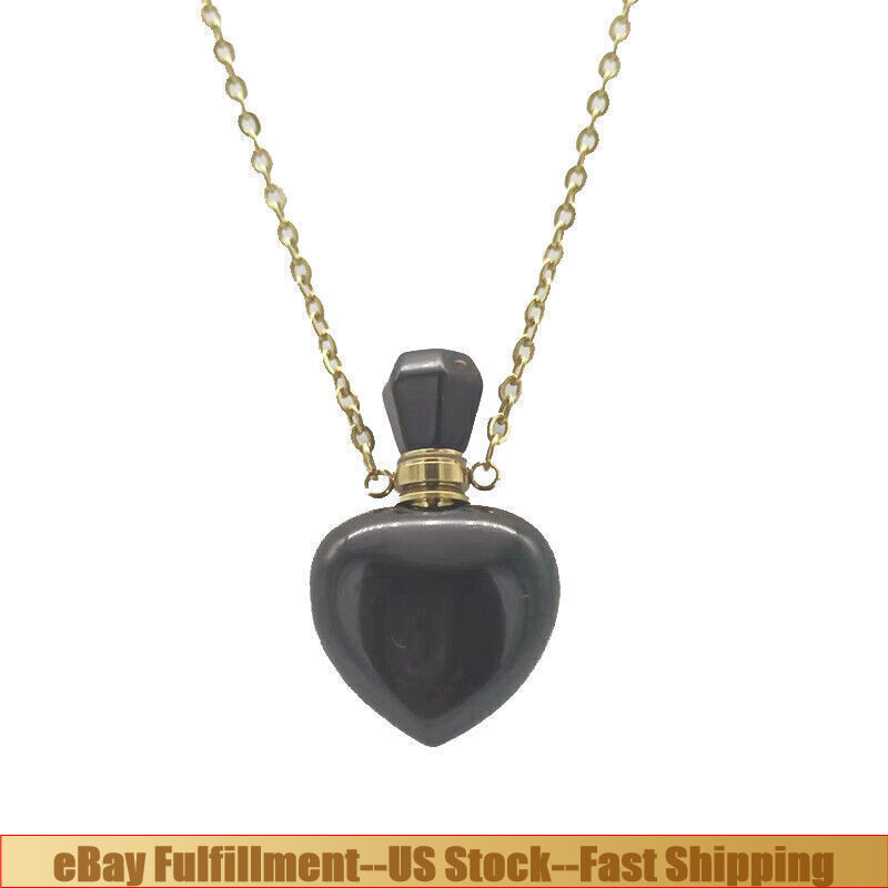 10x Natural Black Obsidian Quartz Crystal Heart Energy Pendant Necklace Gemstone
