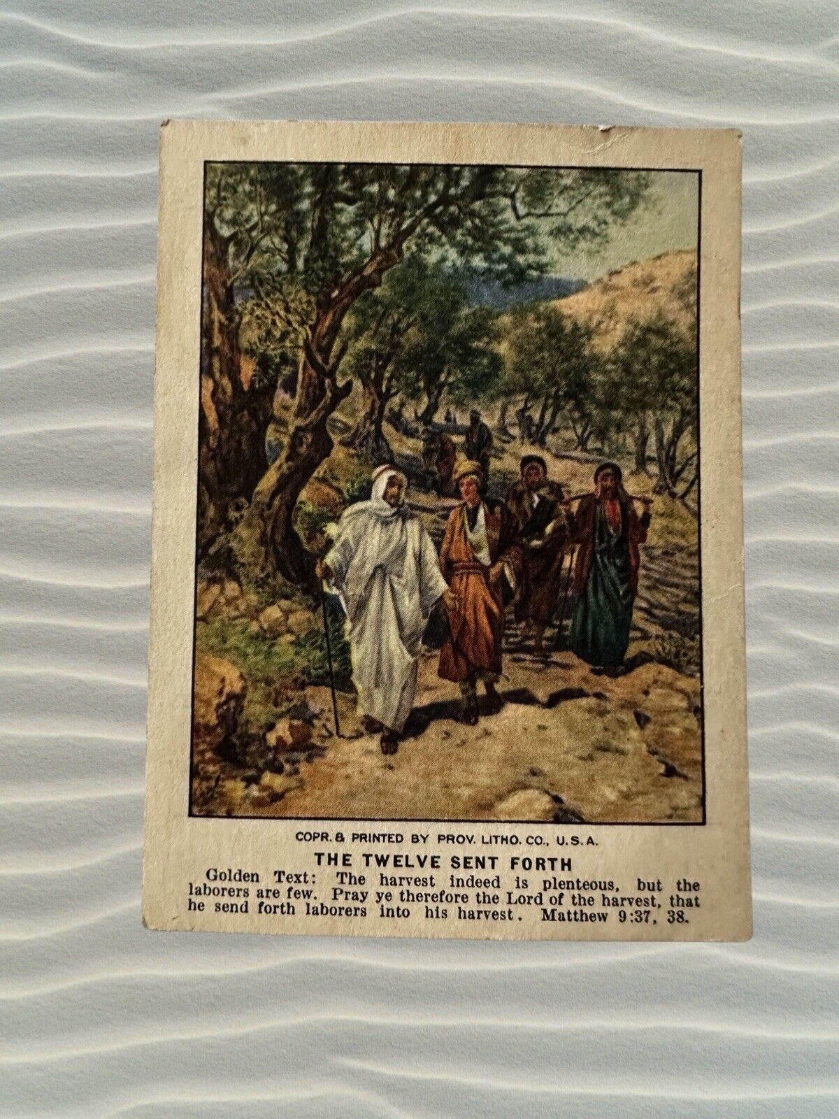 Vintage 1934 Bible  Picture Lesson Card Vol. 46 No.1 Sending Out The Disciples