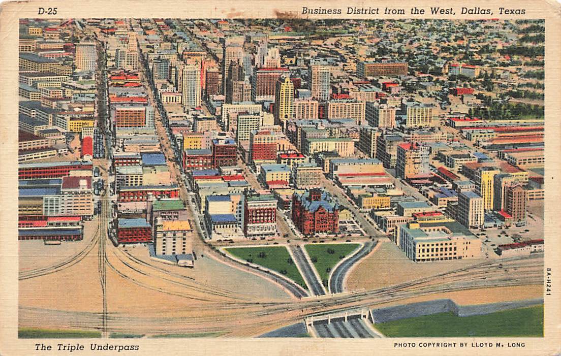 c1930s-40s Aerial View Business District From West  Dallas TX Texas P454