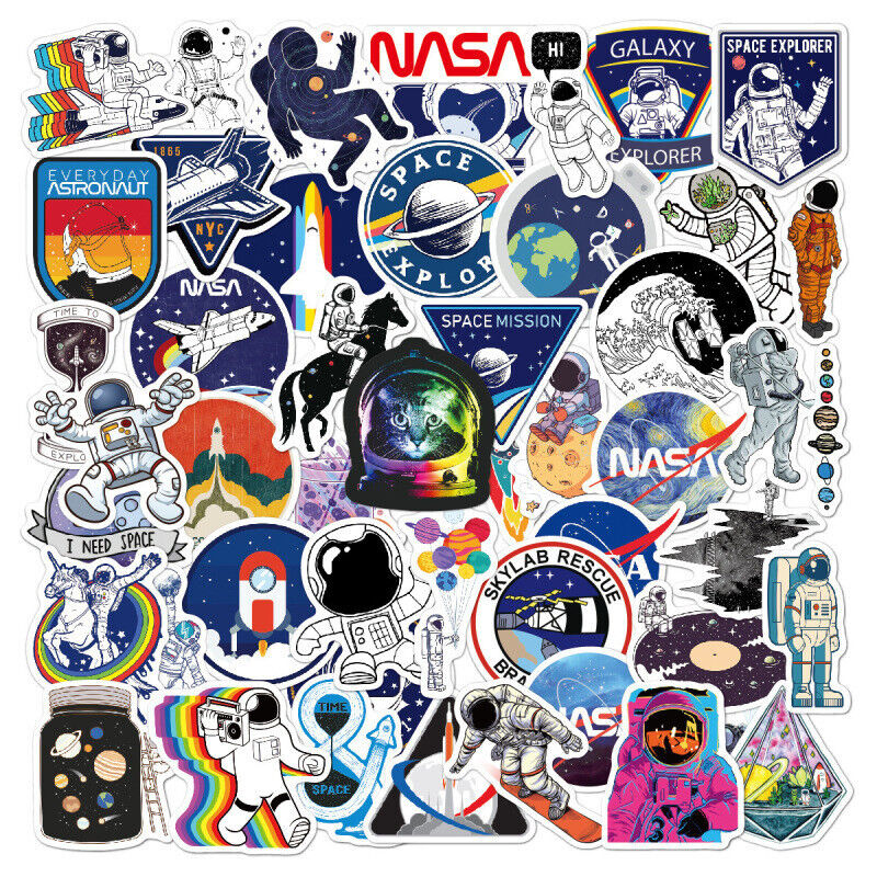50pcs NASA Astronaut Space Rocket Decal Vinyl Stickers Luggage Laptop Skateboard