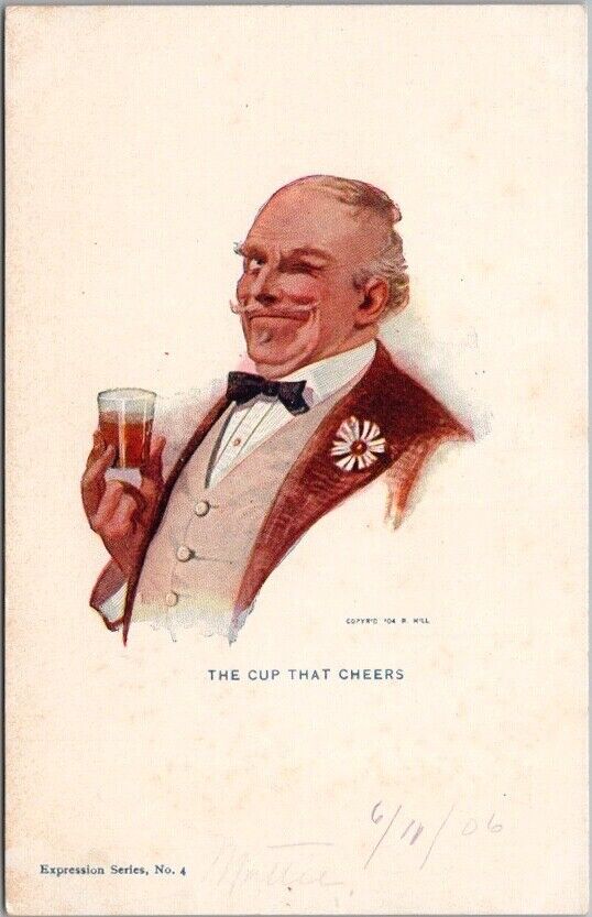 Vintage 1906 ALCOHOL Drinking Comic Postcard \