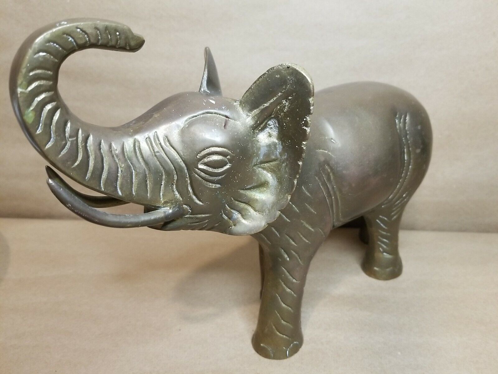 VTG Solid Brass Hand Crafted Elephant Statue Figure 