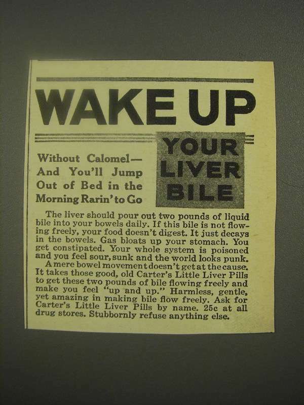 1938 Carter's Little Liver Pills Ad - Wake Up